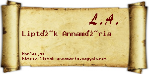 Lipták Annamária névjegykártya