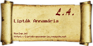 Lipták Annamária névjegykártya